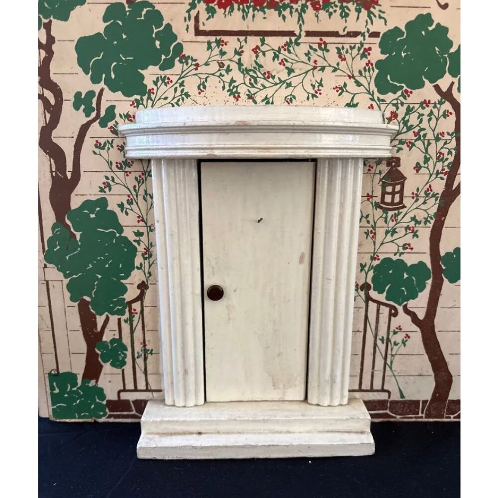 Vintage 2 Story Wooden Dollhouse Litho Exterior Large 24” Mid Century - Picture 9 of 14